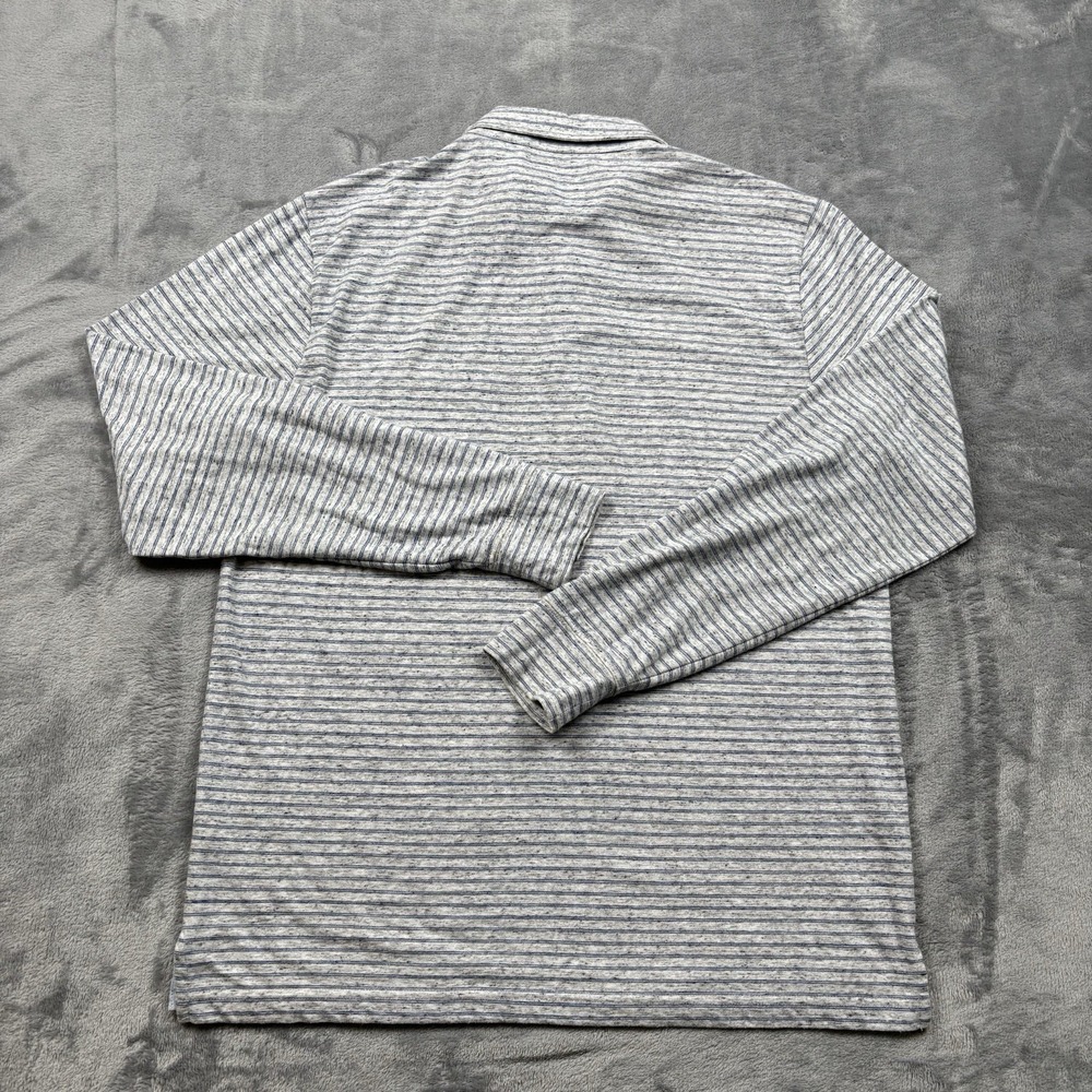Faherty Shirt Mens Large Collared Pocket Feeder Jersey Striped Preppy Grey - Picture 6 of 6
